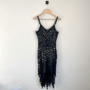 Kroshetta by Papillon Vintage Black Crochet
Lace Midi Dress with Beading